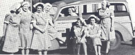 Nurses with Red Cross car